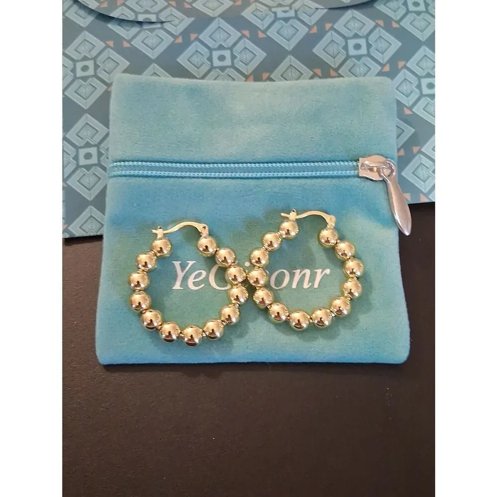 YeGieonr GP Chunky Beaded Hoop Earrings. New